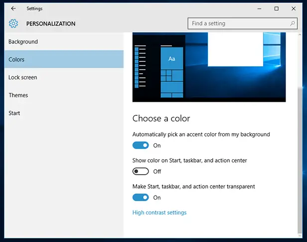 Windows 10 Personalise