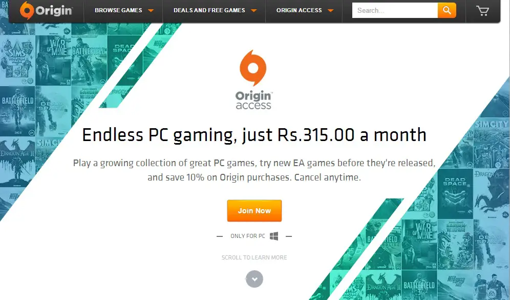 EA's Origin Access in India