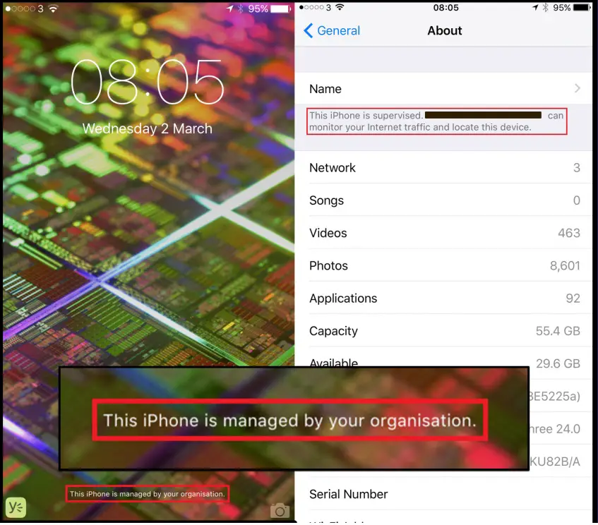 iPhone is managed by your organization