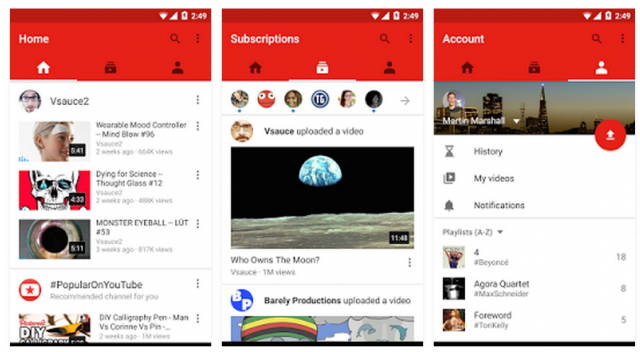 Youtube redesigned Home interface