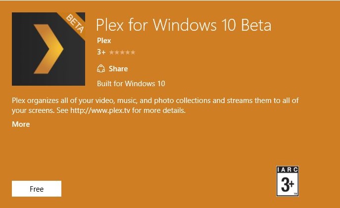 Plex UWP beta app