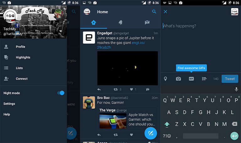 Twitter night mode on android