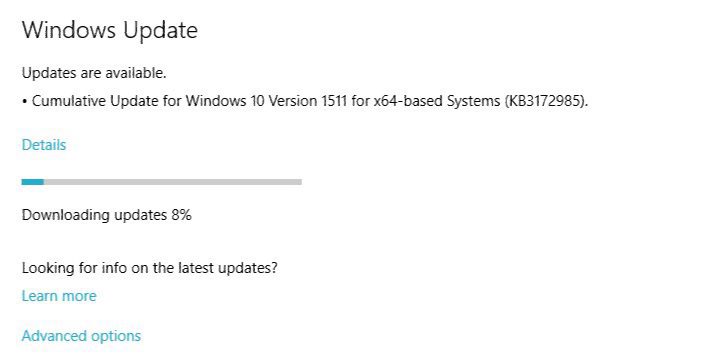 Fix Cumulative Update KB3172985 fails to install or stuck