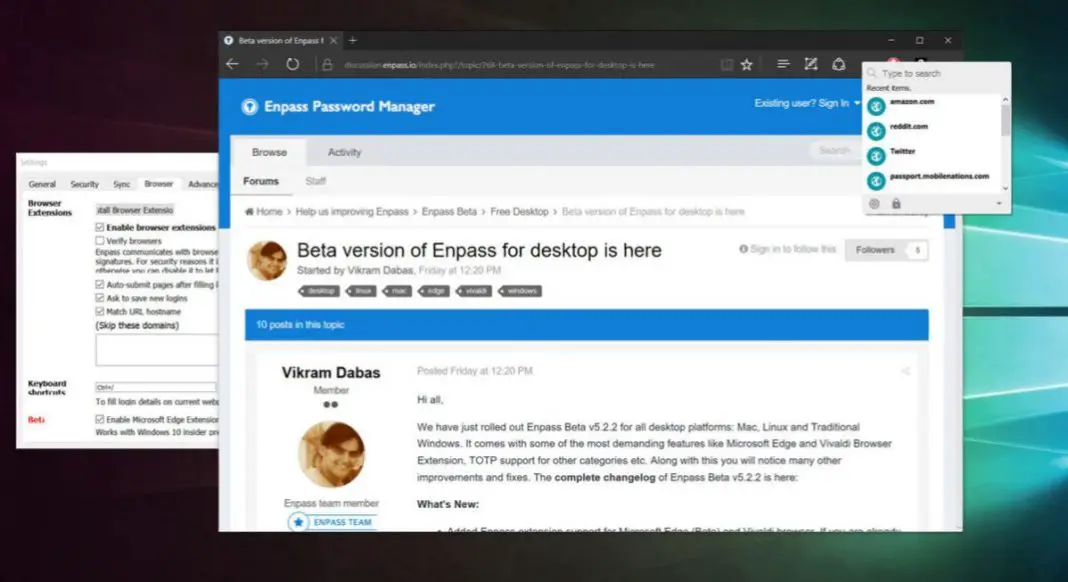 Enpass extension for Edge browser