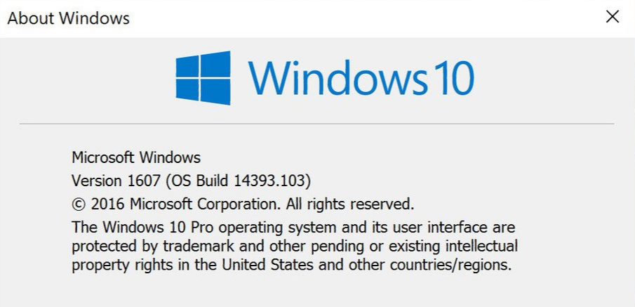 New in Windows 10 build 14393.103 (10.0.14393.103)
