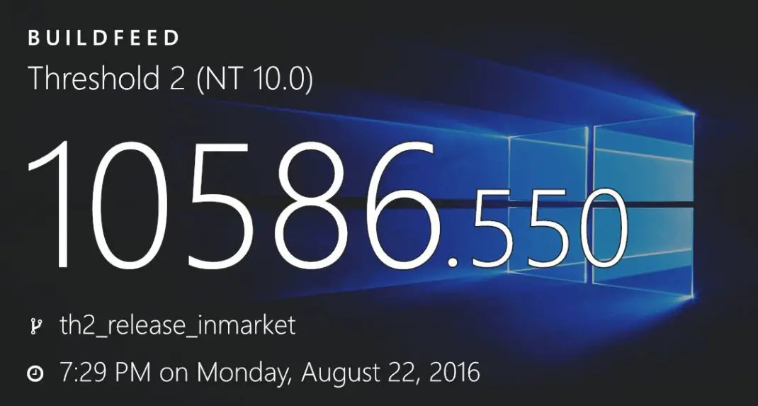 Windows 10 1511 update build 10586.550 (10.0.10586.550) info