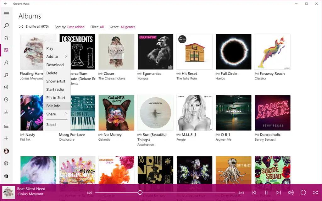 Groove Music App version 3.6.2386.03.6.2397.0