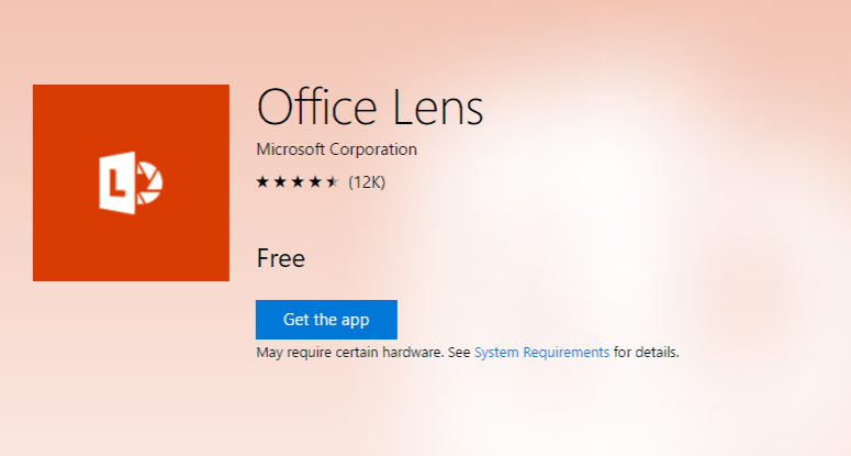 New Office Lens UWP app for PC