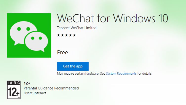 WeChat UWP app for Windows 10
