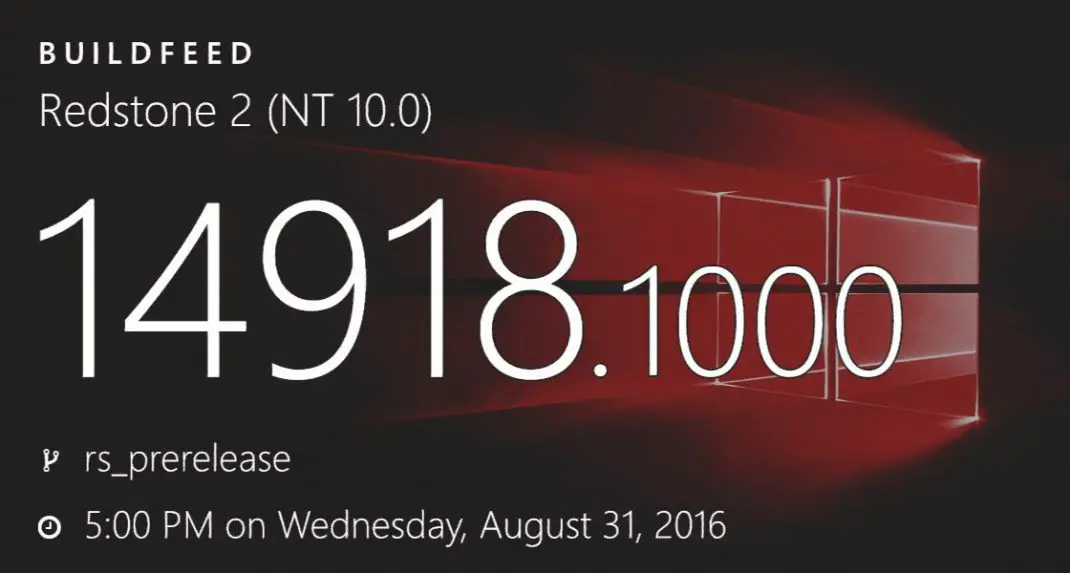 Windows 10 Redstone 2 build 14918 (10.0.14918.1000) info