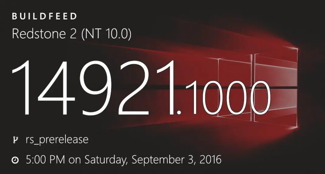 Windows 10 Redstone 2 build 14921 (10.0.14921.1000) info