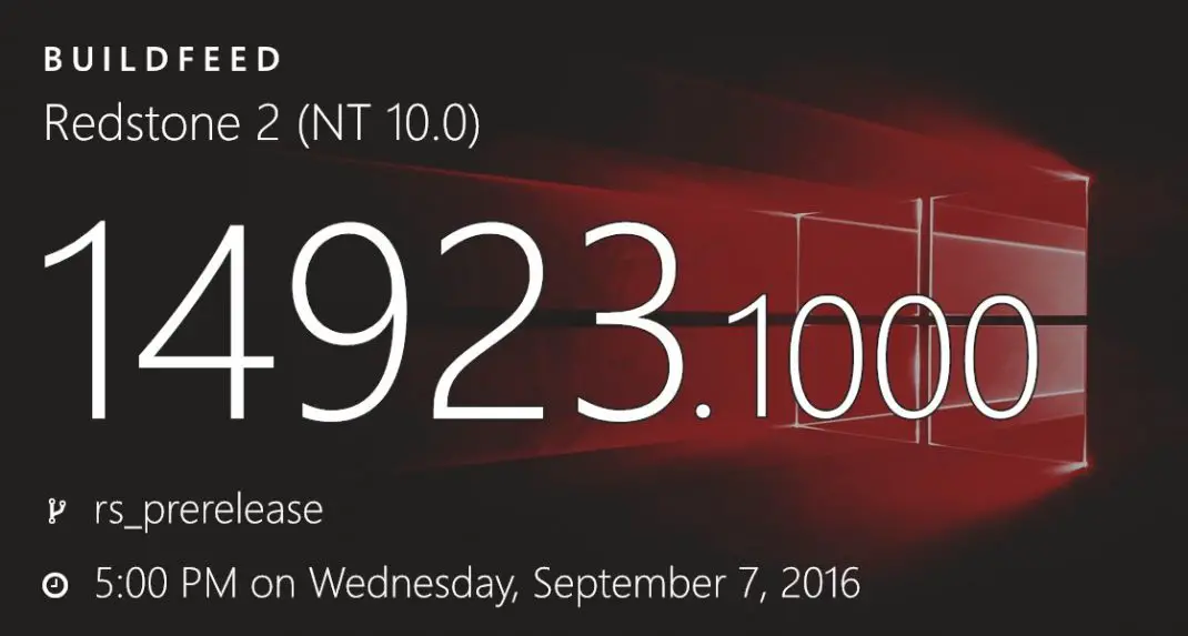 Windows 10 Redstone 2 build 14923 (10.0.14923.1000) info