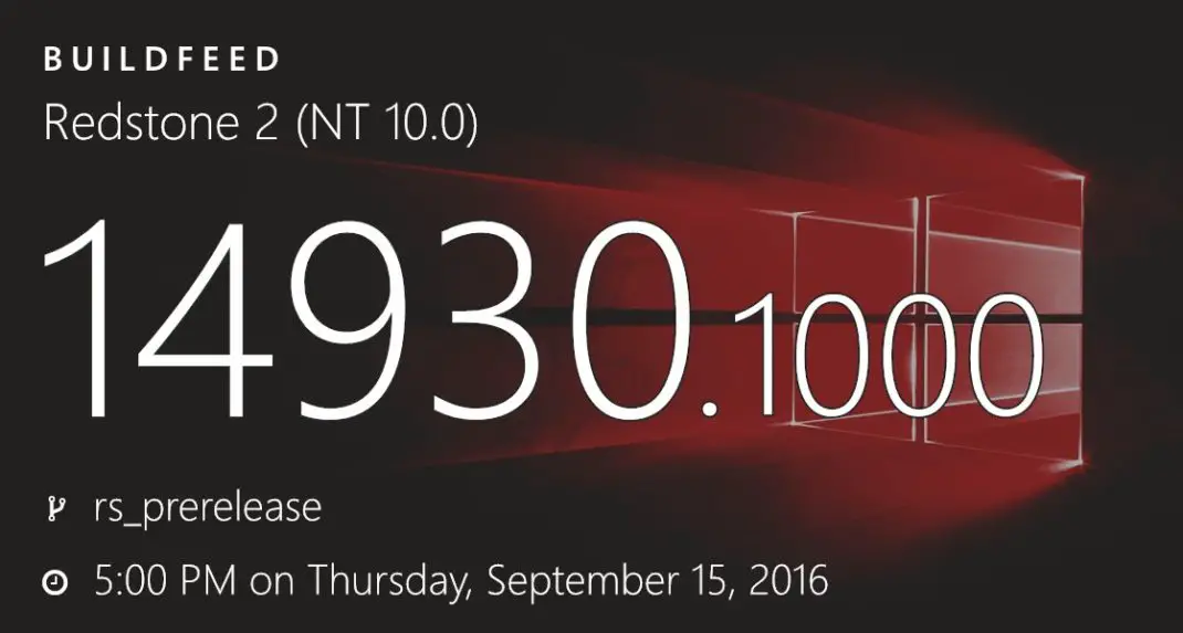 Windows 10 Redstone 2 build 14930 (10.0.14930.1000) info