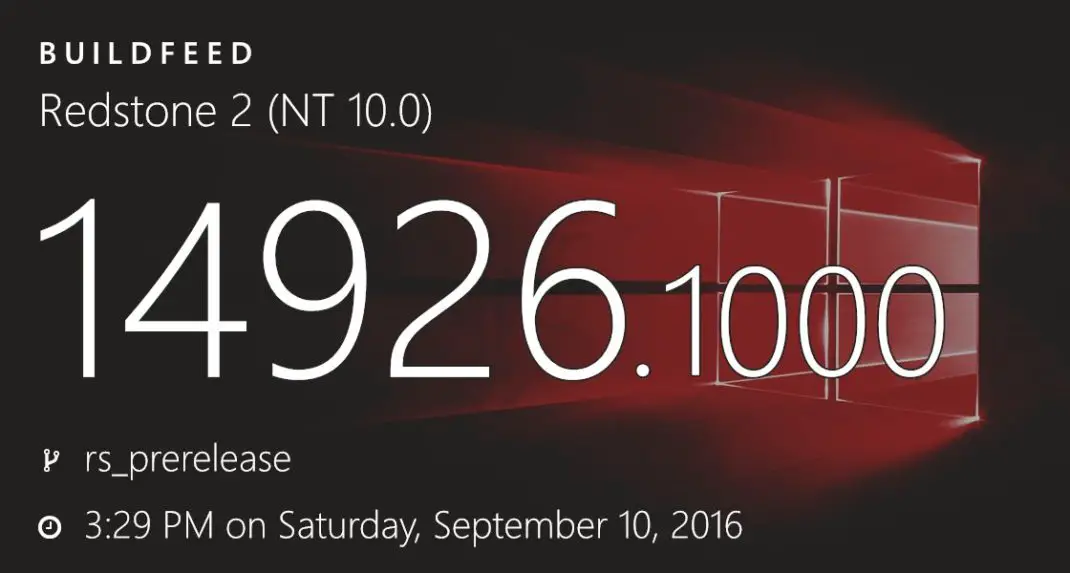 Windows 10 Redstone 2 build 14926 (10.0.14926.1000) info