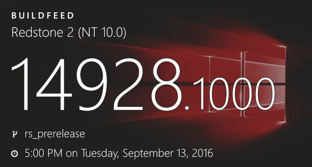 Windows 10 Redstone 2 build 14928 (10.0.14928.1000) info