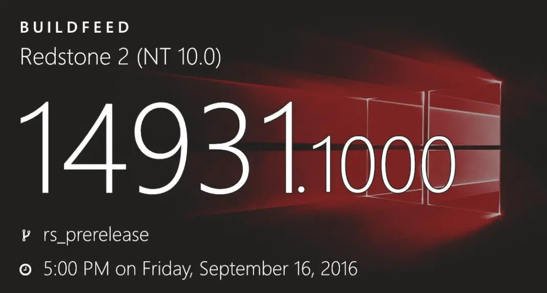 Windows 10 Redstone 2 build 14931 (10.0.14931.1000) info