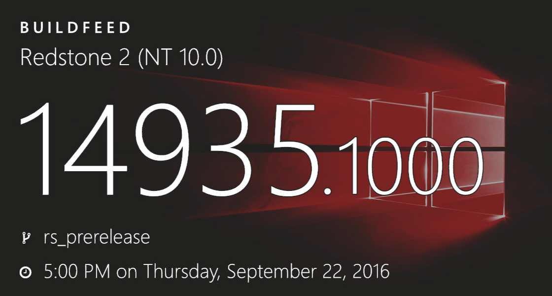 Windows 10 Redstone 2 build 14935 (10.0.14935.1000) info