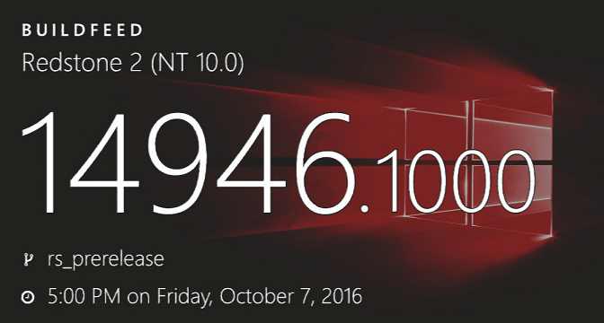 Windows 10 Redstone 2 build 14946 (10.0.14946.1000) info