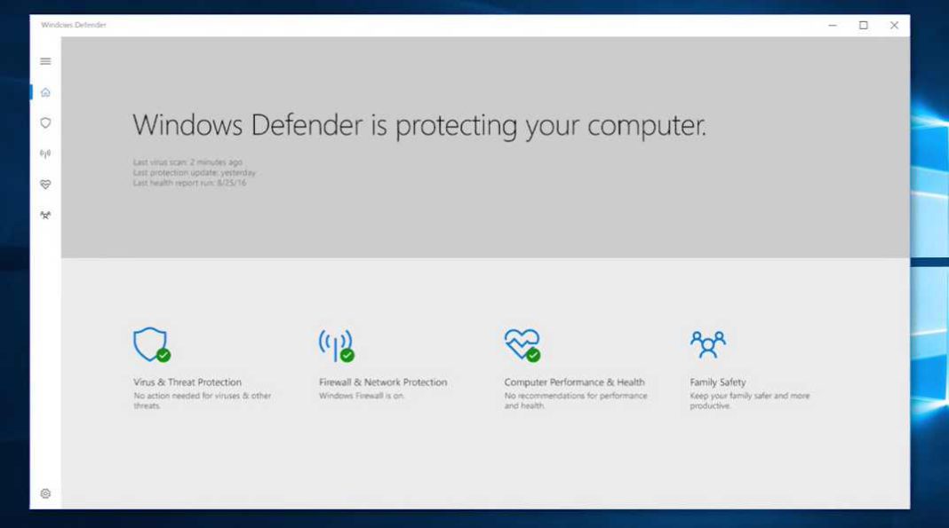 Windows Defender Security Center apps