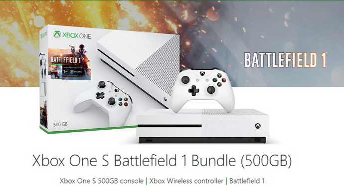 Get Xbox One S 500 GB Battlefield 1 Bundle for $267
