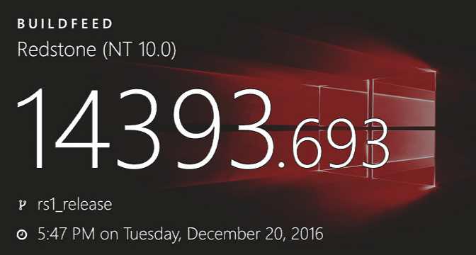 Windows 10 Build 14393.693 (10.0.14393.693) info