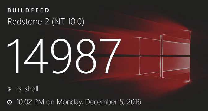 Windows 10 build 14987 (10.0.14987.1000) info