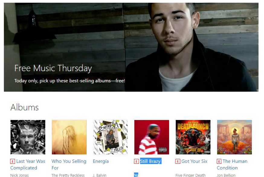 Get free 7 albums from the Windows Store, including Nick Jonas, Tory Lanez and more