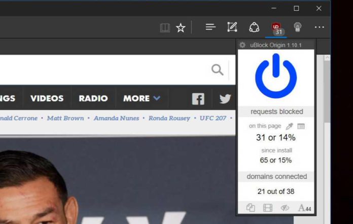 uBlock Origin adblocker released for Microsoft Edge
