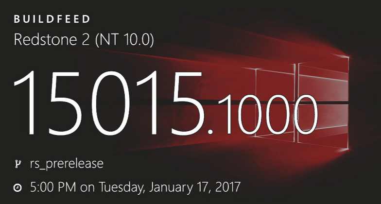 Windows 10 Build 15015 (10.0.15015.1000) info