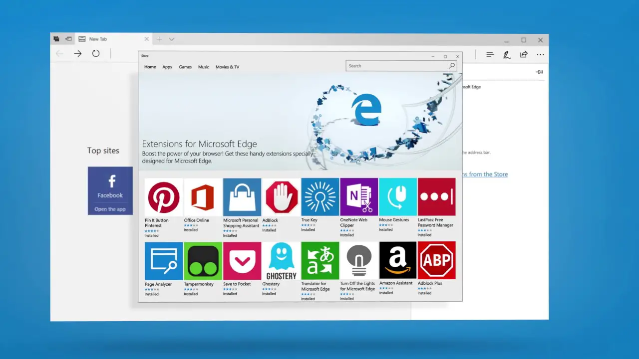 Microsoft Edge features list in Windows 10 Creators Update