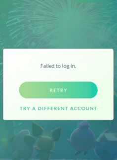 Pokemon Go facing 'Failed to log in'