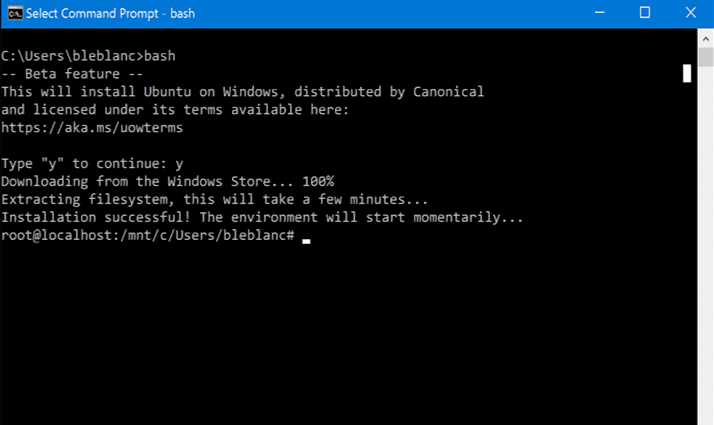 Bash on Ubuntu on Windows 10
