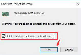 Delete the driver software for this device