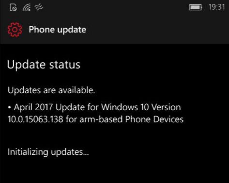 Windows 10 Mobile Build 15063
