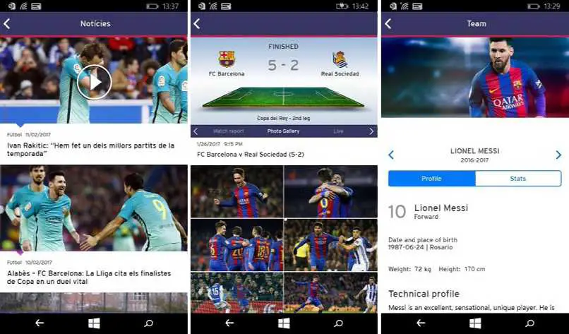 FC Barcelona app for Windows Phone