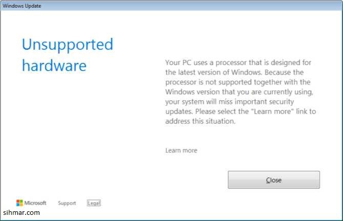 Windows 7 & 8.1 now showing Unsupported Hardware message for newer CPUs