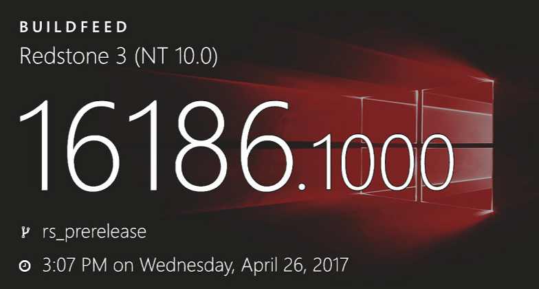 Windows 10 build 16186 (10.0.16186.1000) info