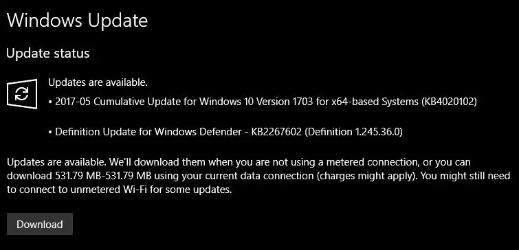 Windows 10 update KB4020102