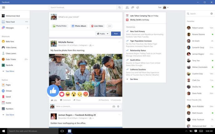 Facebook app Windows 10 Sihmar
