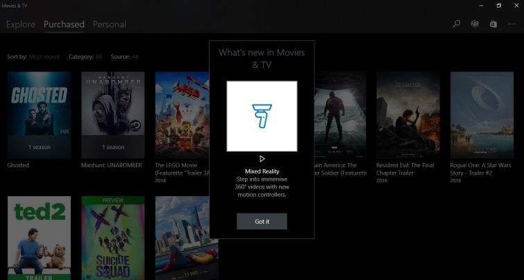 Movie & TV app Update Windows 10 Sihmar