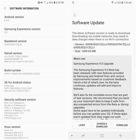 Samsung Experience 9.0 Upgrade