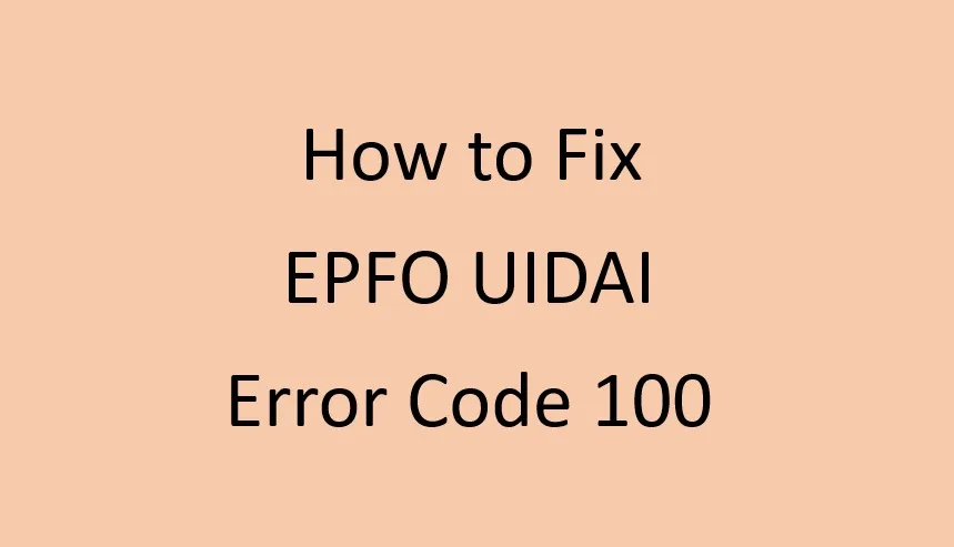 EPFO UIDAI Error Code 100: How to Fix?